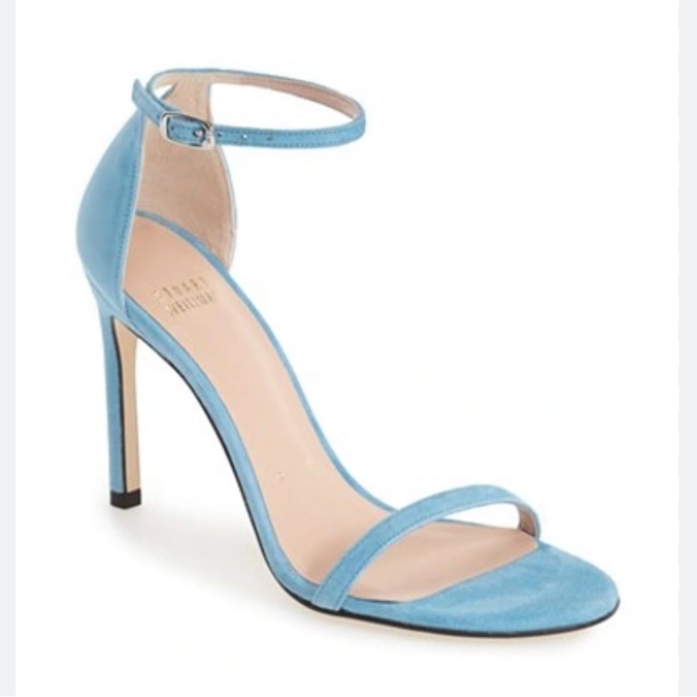 Stuart Weitzman Nudistsong Azure Suede High Heels